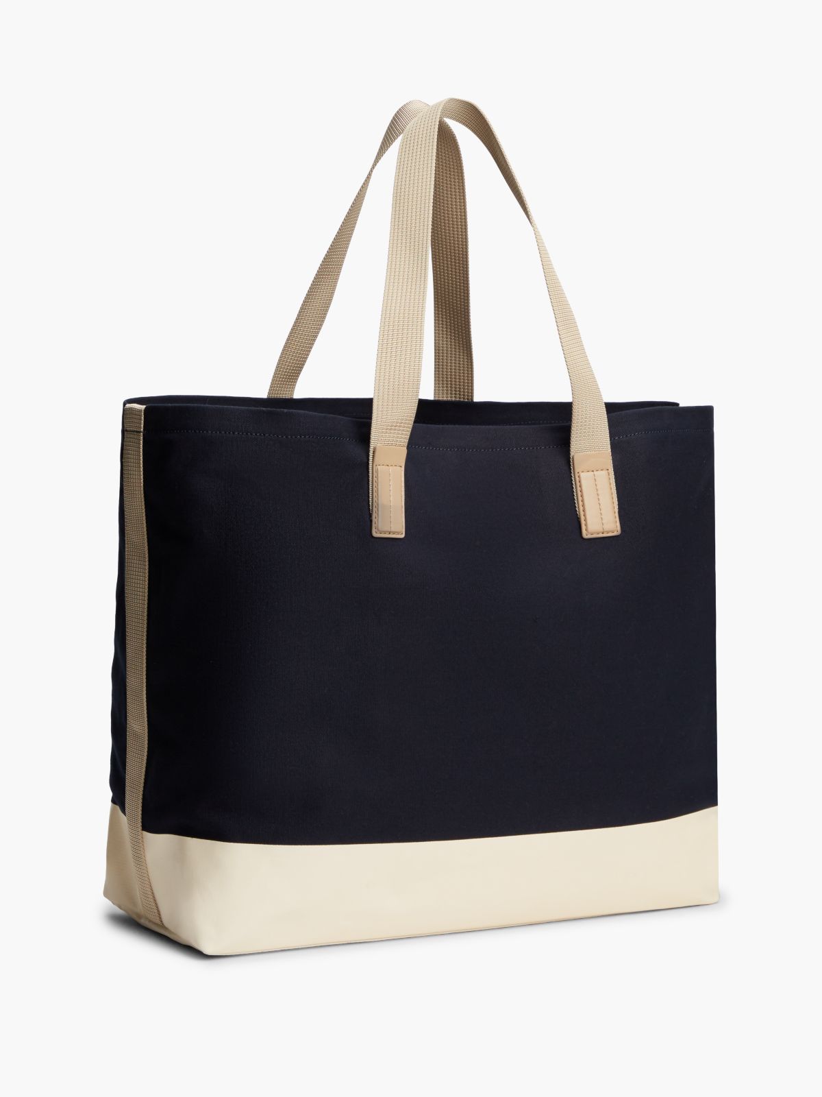 Two-Tone Canvas Beach Tote Bag — Blue