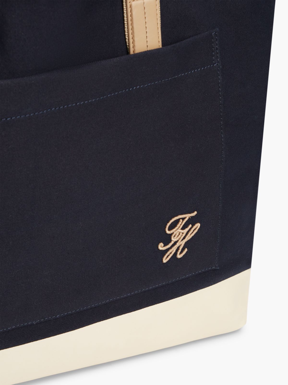 Two-Tone Canvas Beach Tote Bag — Blue