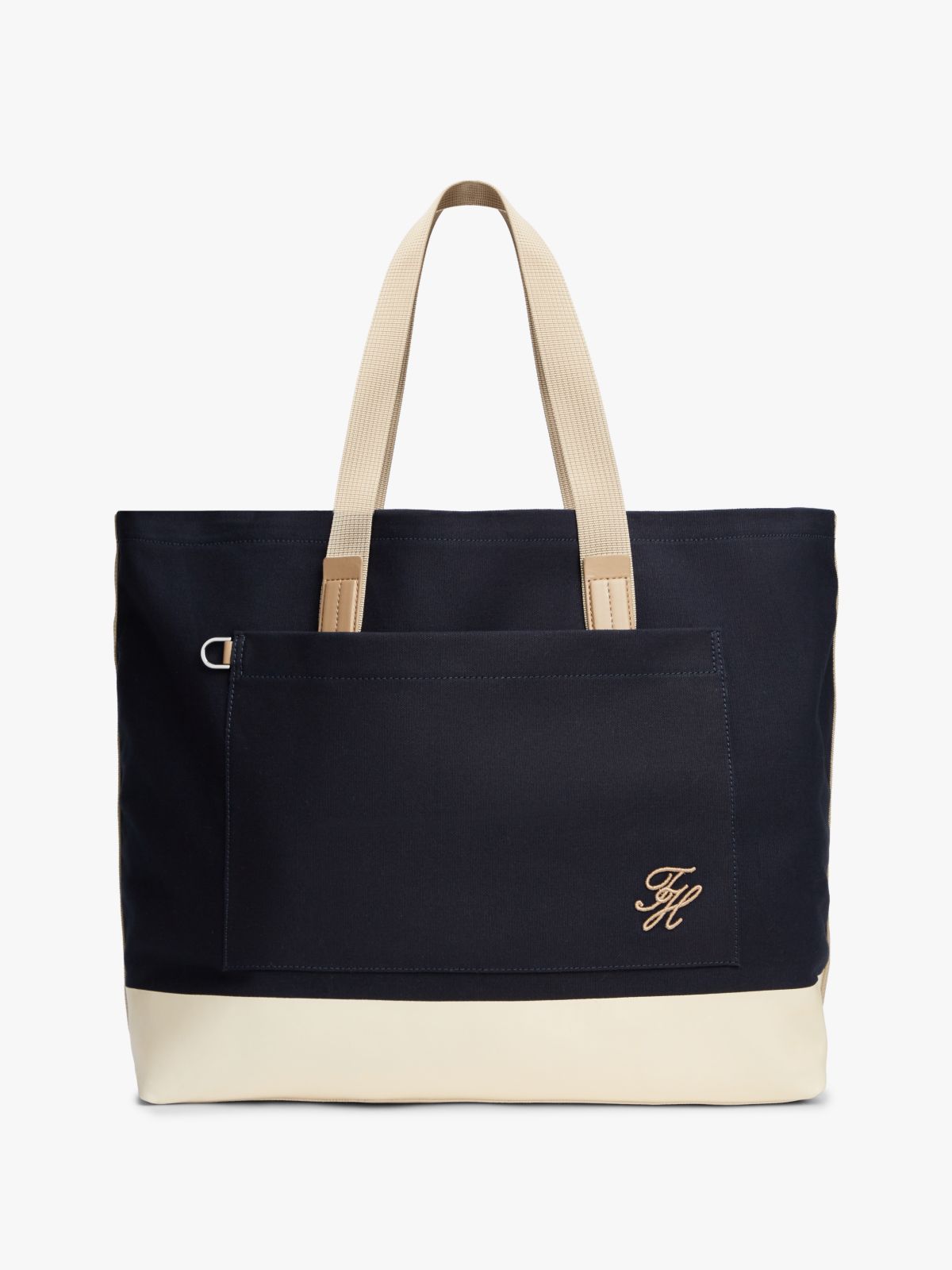 Two-Tone Canvas Beach Tote Bag — Blue