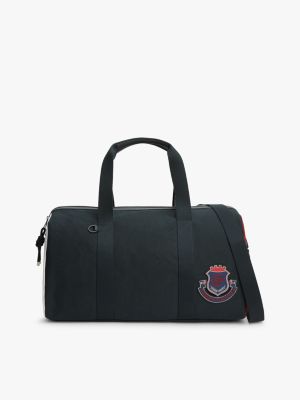 blue heritage colour-blocked canvas duffel bag for men tommy hilfiger