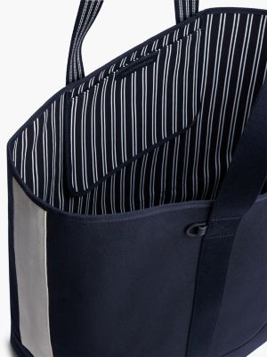 blue heritage reversible canvas tote bag for men tommy hilfiger