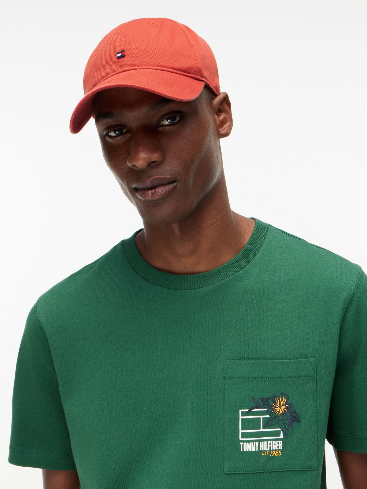 Hilfiger Flag Embroidery Baseball Cap — Orange