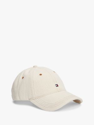 beige corporate denim logo embroidery baseball cap for men tommy hilfiger
