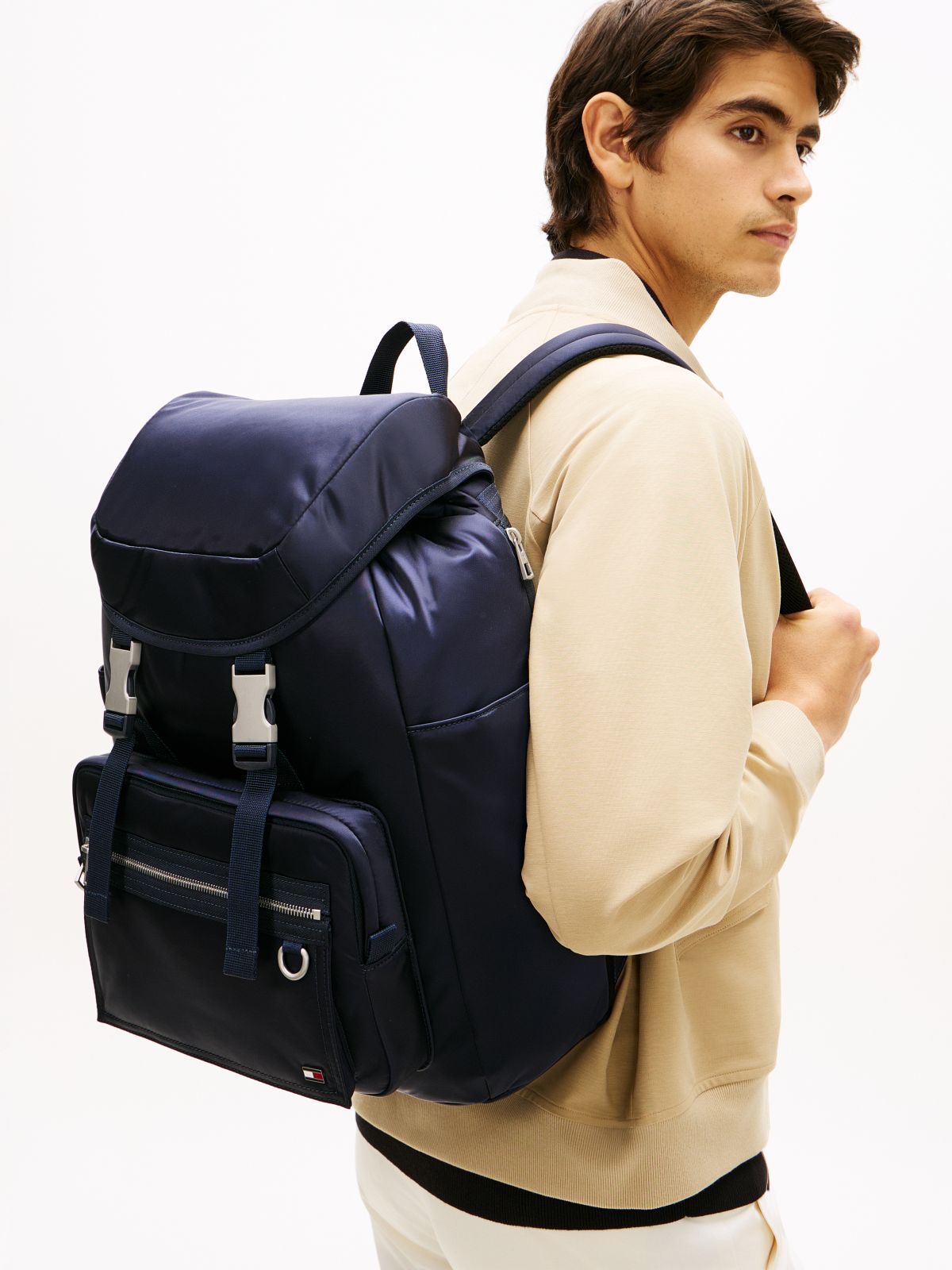 Toggle Drawstring Travel Backpack — Blue