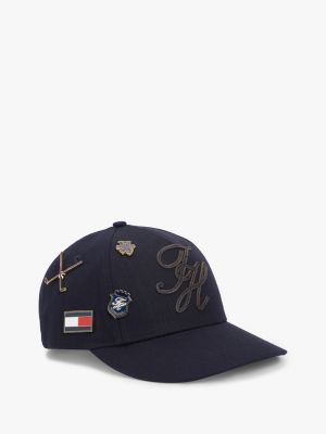 blue multi-badge logo embroidery baseball cap for men tommy hilfiger