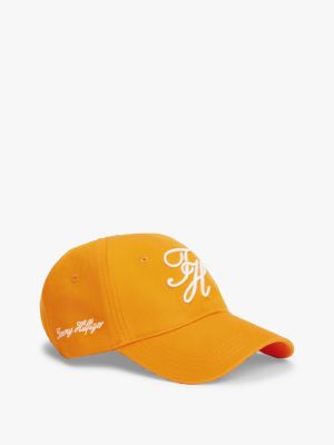 orange logo embroidery baseball cap for men tommy hilfiger