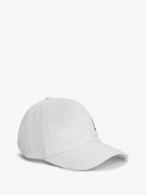 white pure linen logo embroidery baseball cap for men tommy hilfiger