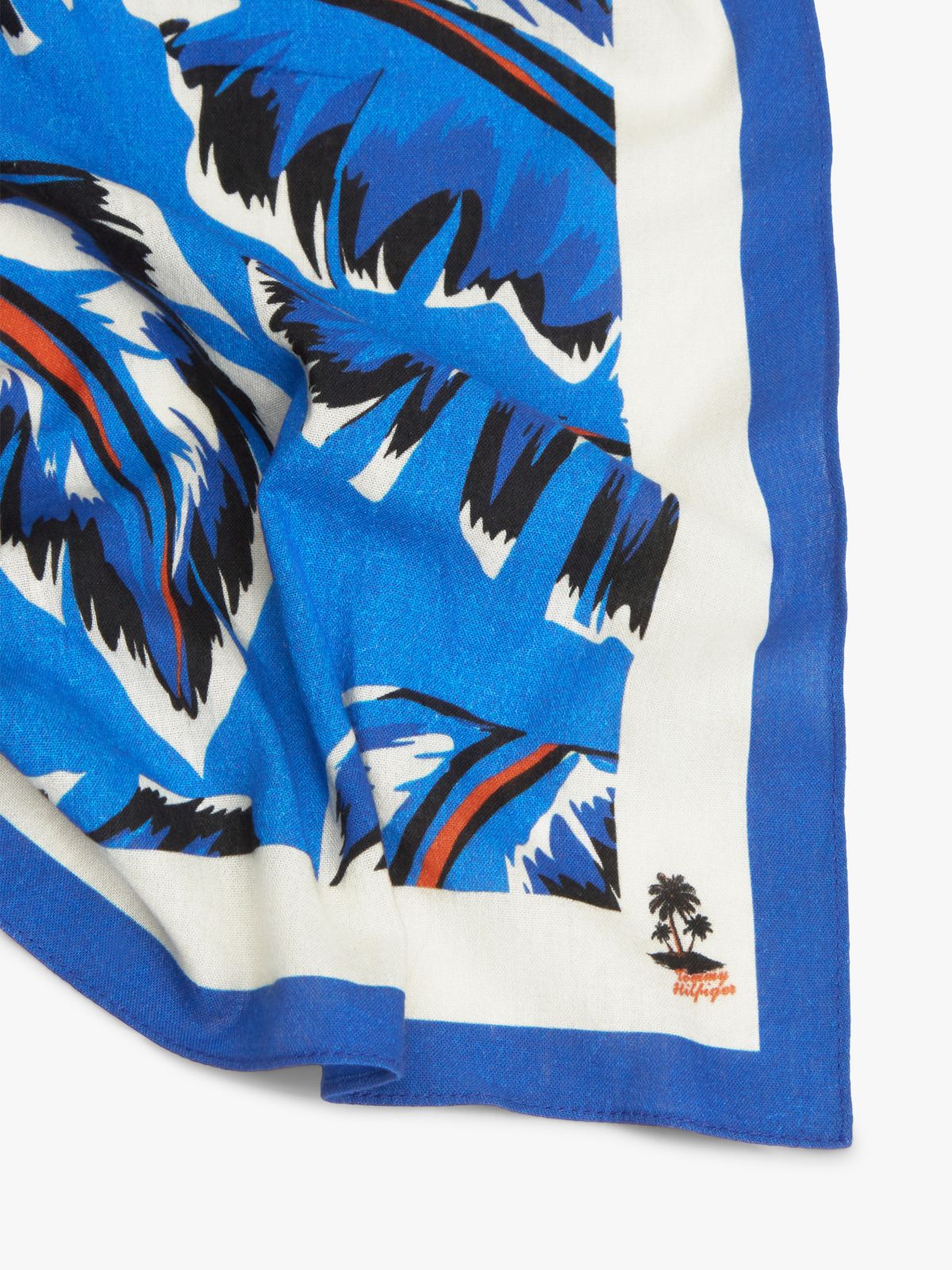 Tropical Print Square Scarf — Blue