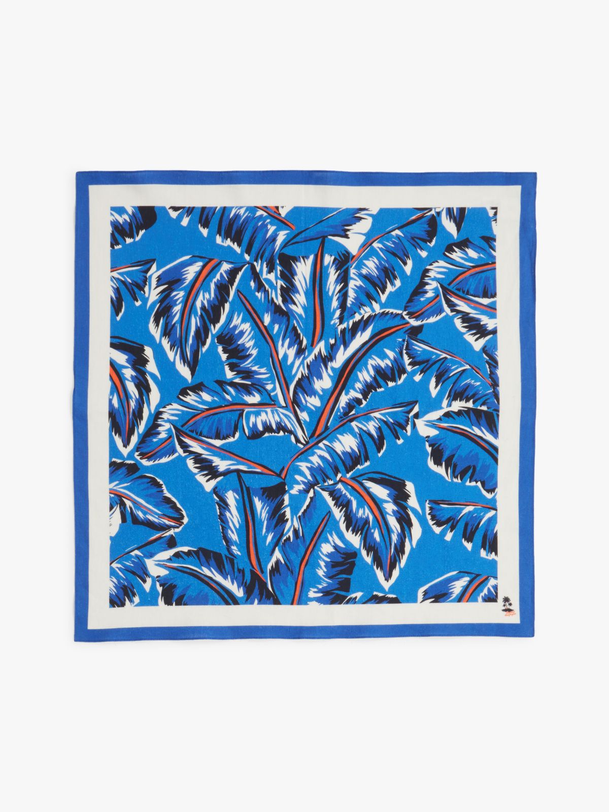 Tropical Print Square Scarf — Blue