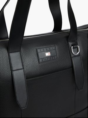 black pebble grain leather crossbody duffel bag for men tommy hilfiger