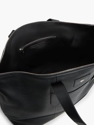 black pebble grain leather crossbody duffel bag for men tommy hilfiger