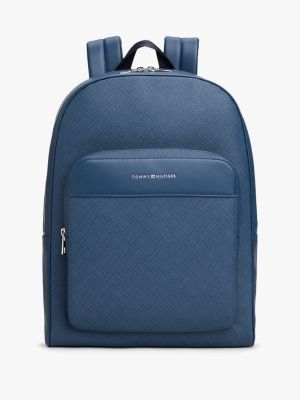 blue hilfiger flag mixed texture dome backpack for men tommy hilfiger