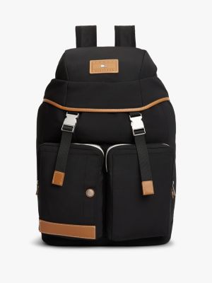 black casual pocket flap backpack for men tommy hilfiger