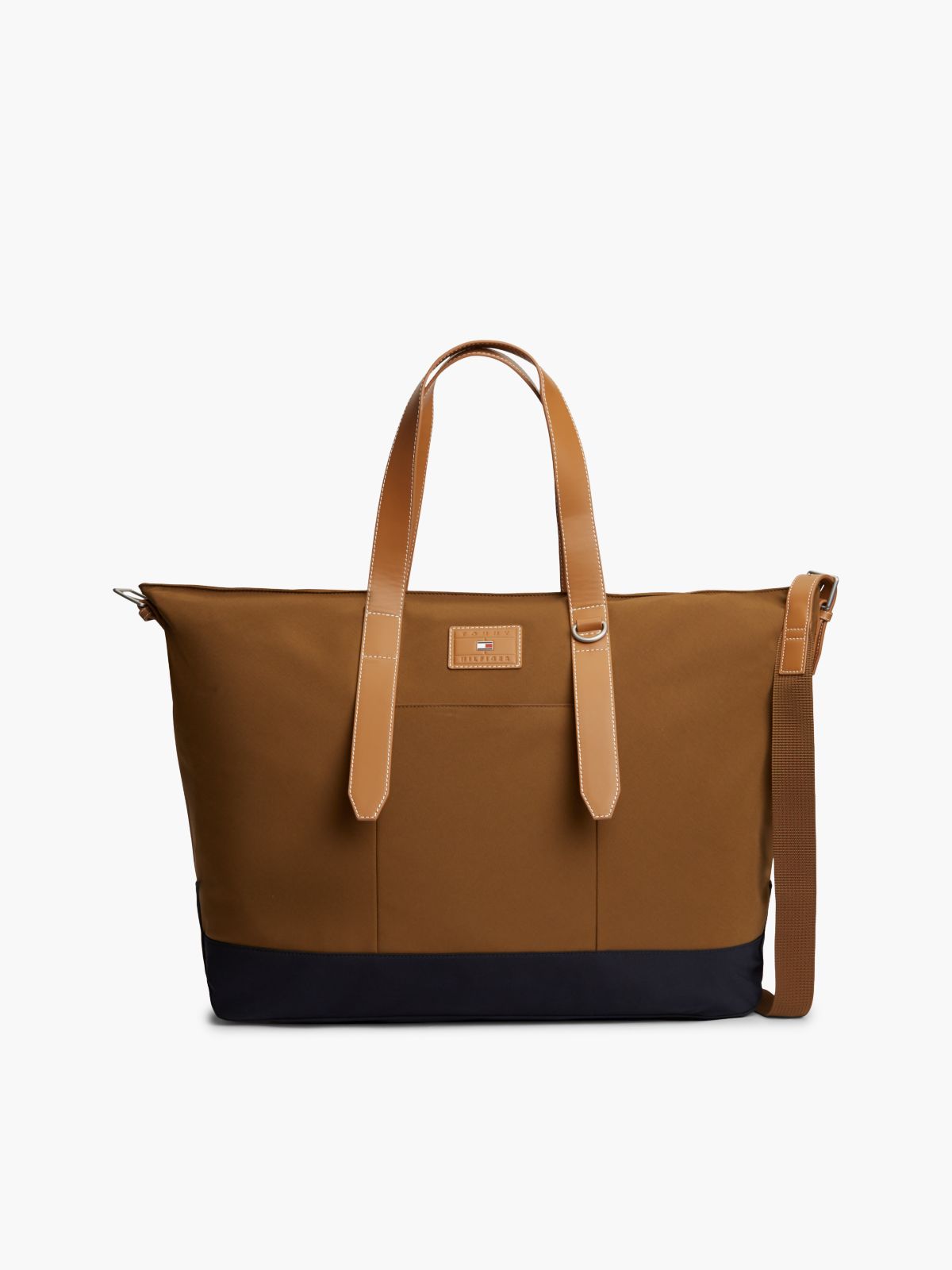 Casual Contrast Base Crossbody Duffel Bag — Brown