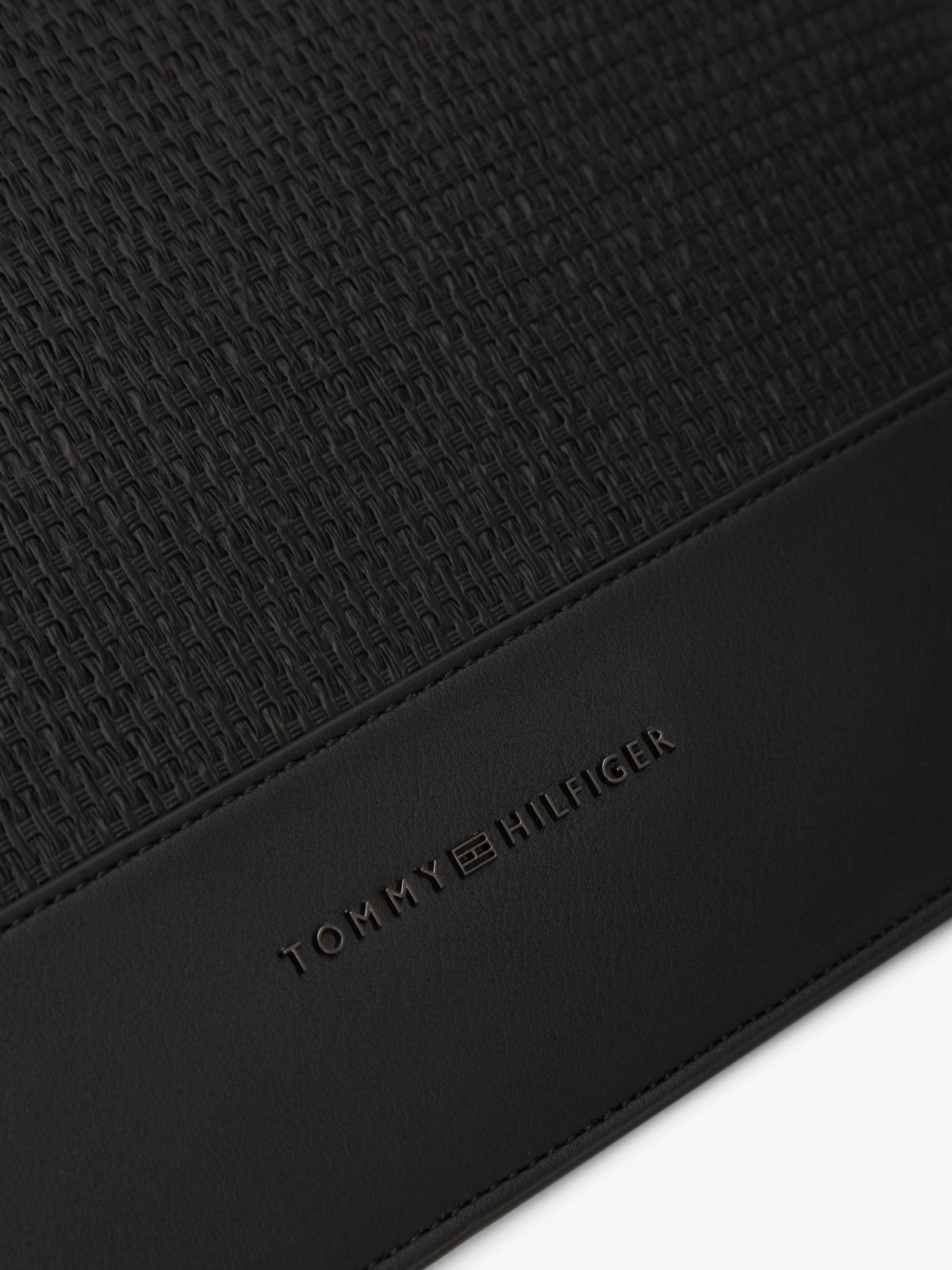 Metal Logo Woven Pouch — Black