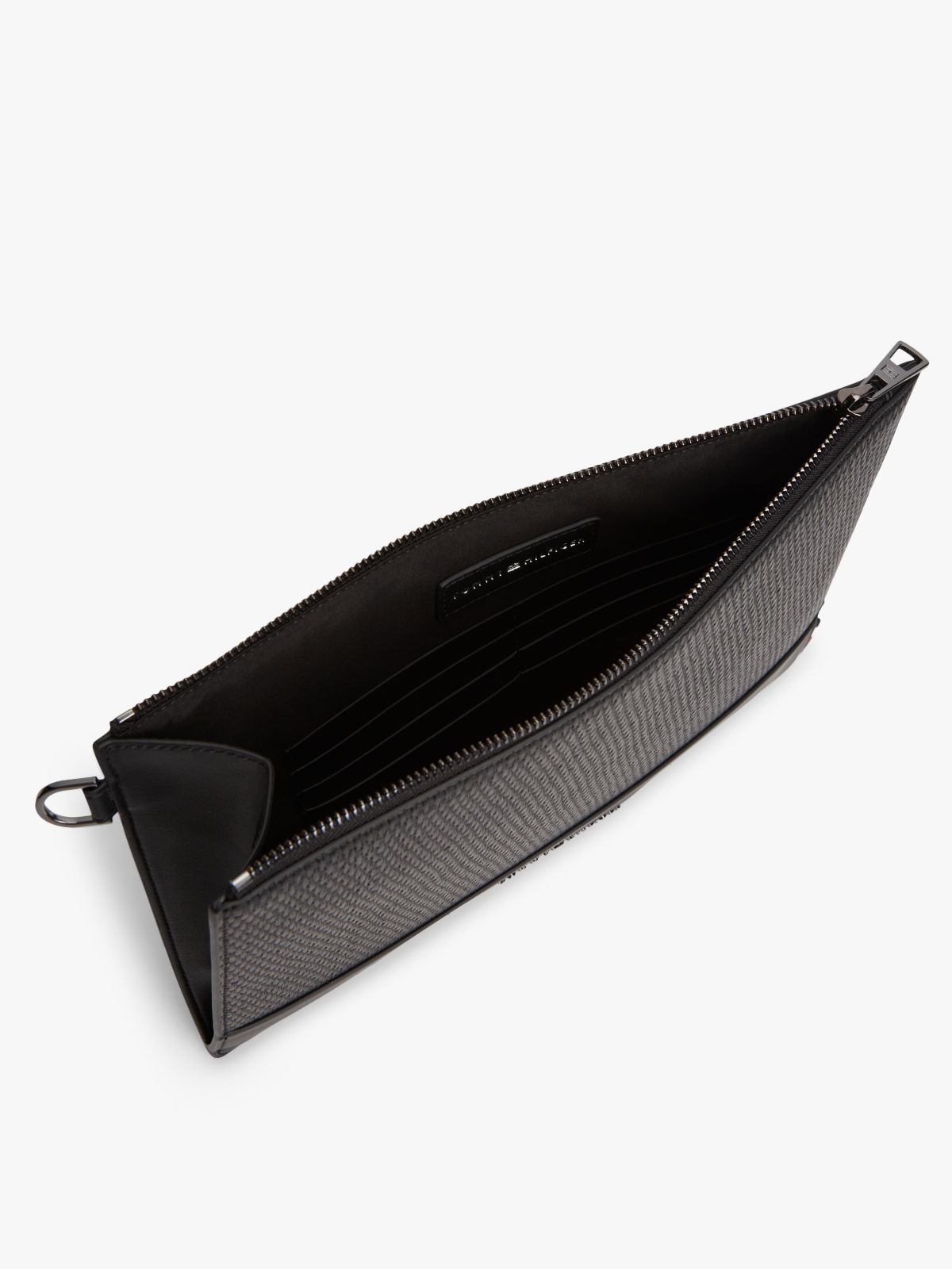 Metal Logo Woven Pouch — Black