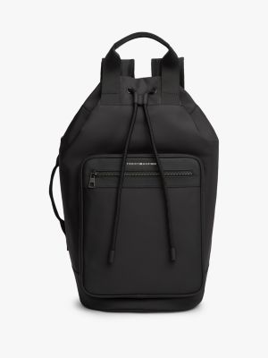 black rucksack mit metall-logo zum umhängen für herren - tommy hilfiger