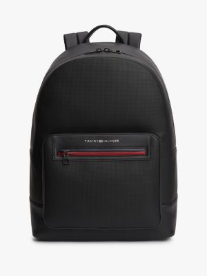 zaino con finitura tramata e logo in metallo black da uomini tommy hilfiger