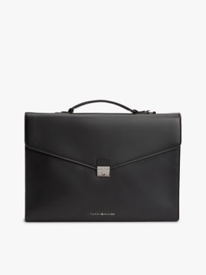 black th business laptop-tasche aus leder für herren - tommy hilfiger
