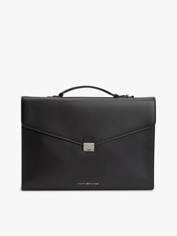 TH Business Leather Laptop Bag — Black