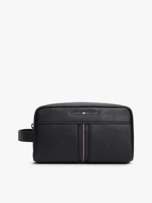 pochette toilette con finitura zigrinata black da uomini tommy hilfiger