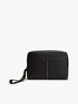 pochette con finitura zigrinata e logo black da uomini tommy hilfiger