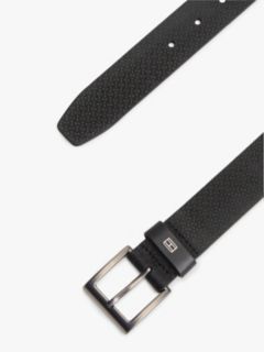 Flag Plaque Embossed Leather Belt — Black 2