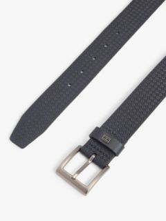 Flag Plaque Embossed Leather Belt — Blue 2
