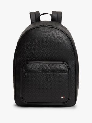 black kuppelförmiger rucksack mit flag-prägung für herren - tommy hilfiger
