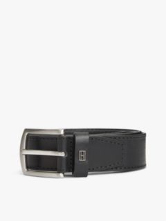 Denton Square Buckle Leather Belt — Black 3