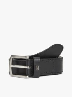 Denton Square Buckle Leather Belt — Black 1