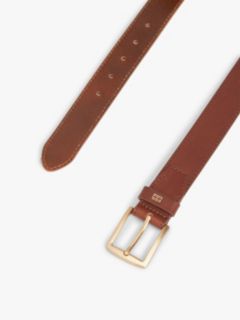 Denton Square Buckle Leather Belt — Brown 2