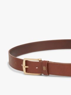 Denton Square Buckle Leather Belt — Brown 3