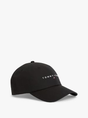 black baseball-cap mit länglicher logo-stickerei für herren - tommy jeans