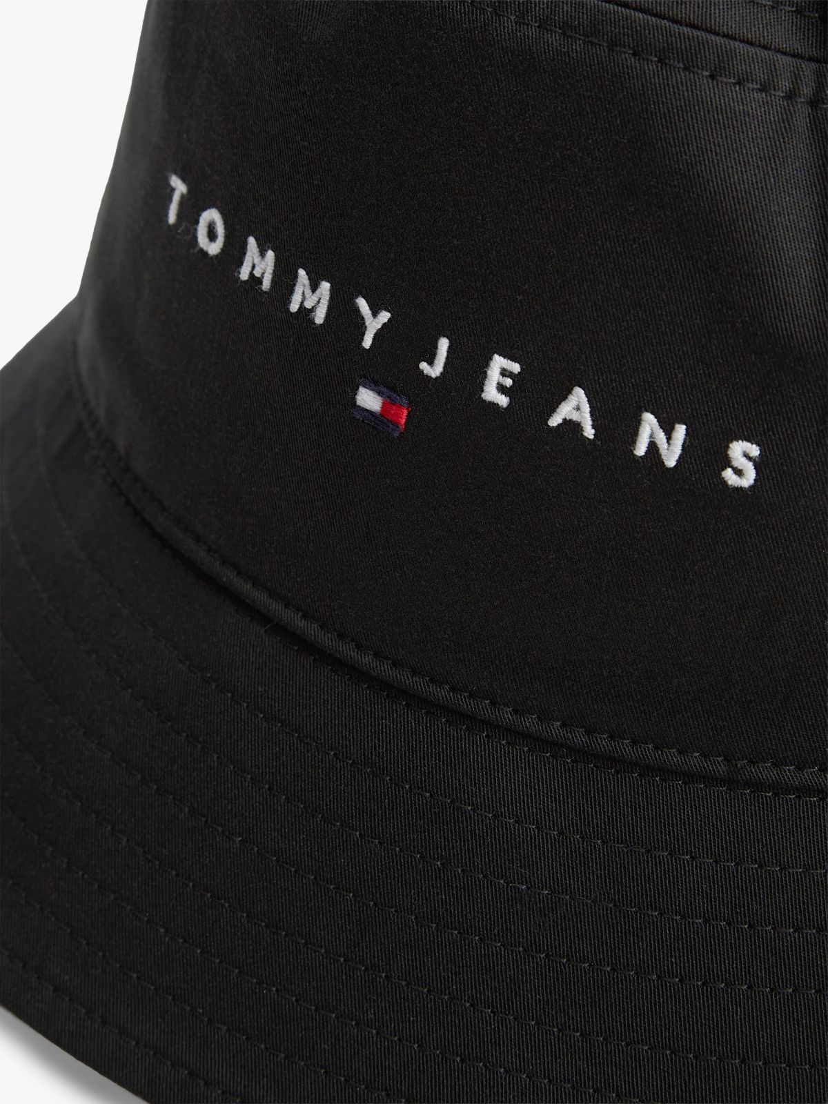 Linear Logo Embroidery Twill Bucket Hat — Black
