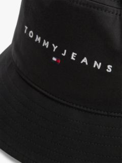 Linear Logo Embroidery Twill Bucket Hat — Black 3