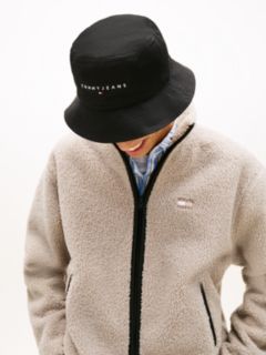 Linear Logo Embroidery Twill Bucket Hat — Black 4