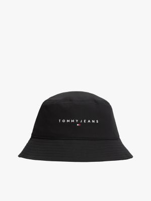 black twill-fischerhut mit länglicher logo-stickerei für herren - tommy jeans