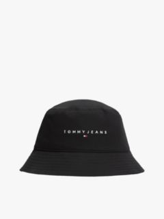 Linear Logo Embroidery Twill Bucket Hat — Black 1