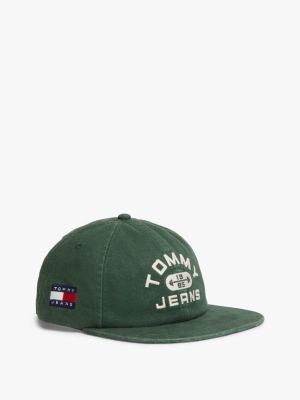 green gym truckerpet met geborduurd logo voor heren - tommy jeans