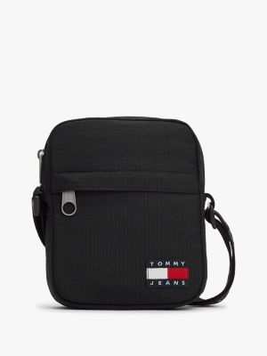 black essential crossbody-reportertasche aus ripstop für herren - tommy jeans