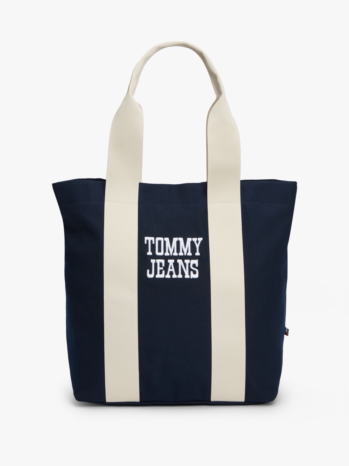 Textured Logo Canvas Tote Bag — Blue