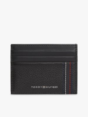 black logo leather credit card holder for men tommy hilfiger