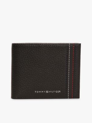 black leather bifold credit card wallet for men tommy hilfiger