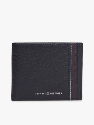 blue leather bifold credit card wallet for men tommy hilfiger