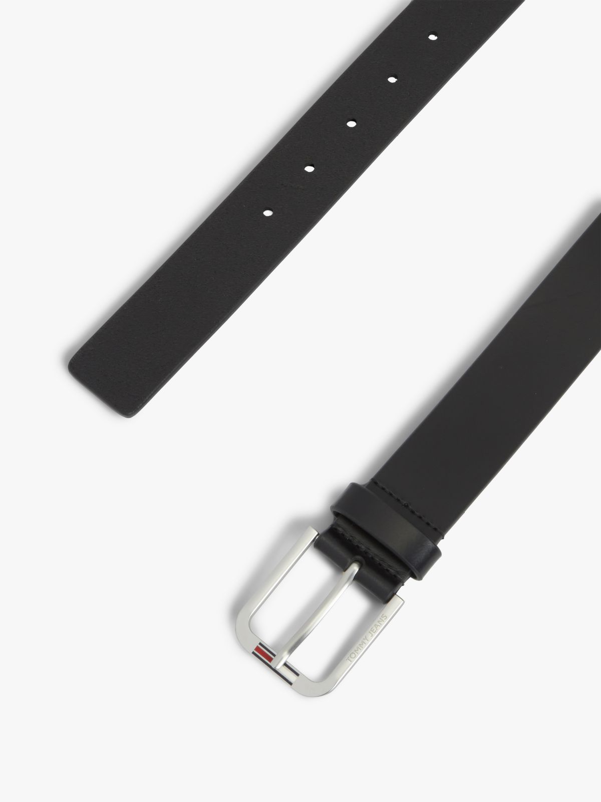 Austin Embossed Logo Leather Belt — Black