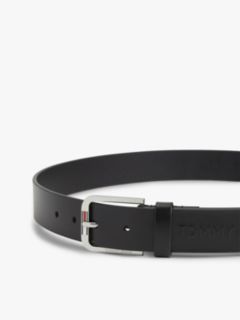 Austin Embossed Logo Leather Belt — Black 3