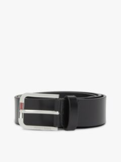 Austin Embossed Logo Leather Belt — Black 4