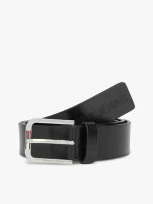 black austin ledergürtel mit geprägtem logo für herren - tommy jeans