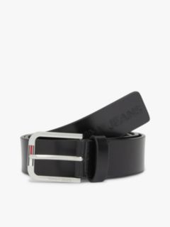 Austin Embossed Logo Leather Belt — Black 1